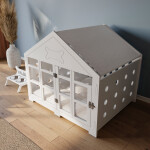 Modern Köpek Kulübesi Orta Boy Kare Kapı Model, El Yapımı, Birinci Sınıf Ahşap, Hediye Mama Kabı