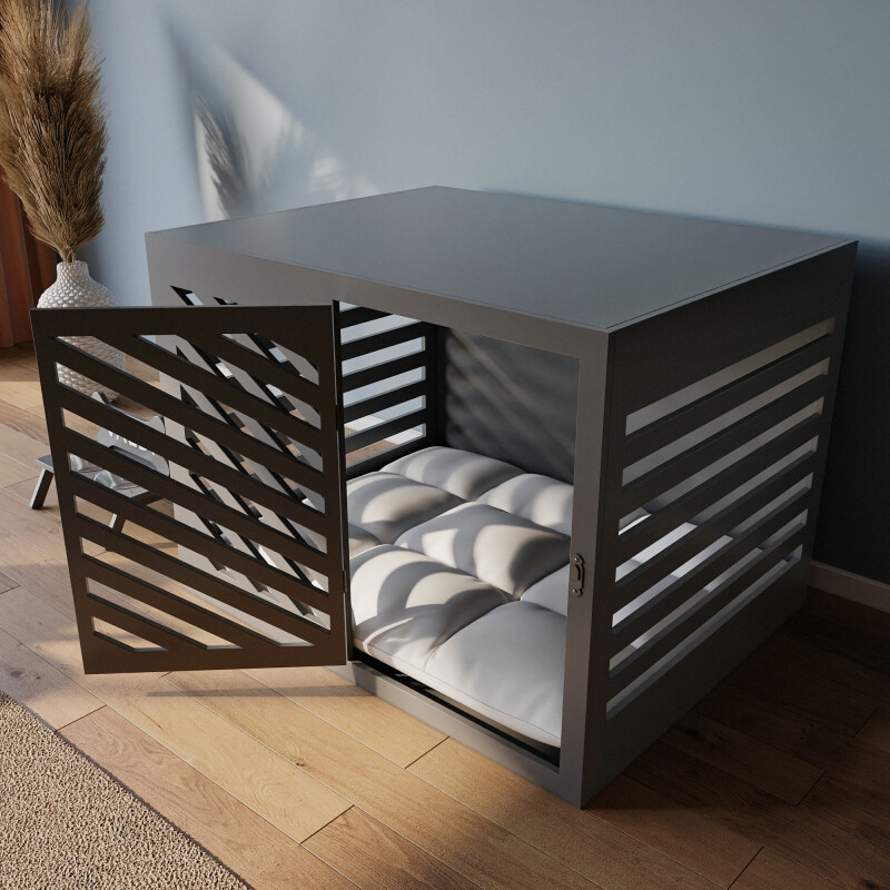 Modern Köpek Kulübesi Orta Boy V Kapı Model, El Yapımı, Birinci Sınıf Ahşap, Hediye Mama Kabı