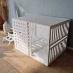 Modern Köpek Kulübesi Orta Boy Sürgülü Model, El Yapımı, Birinci Sınıf Ahşap, Hediye Mama Kabı