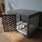 Modern Köpek Kulübesi Büyük Boy V Kapı Model, El Yapımı, Birinci Sınıf Ahşap, Hediye Mama Kabı